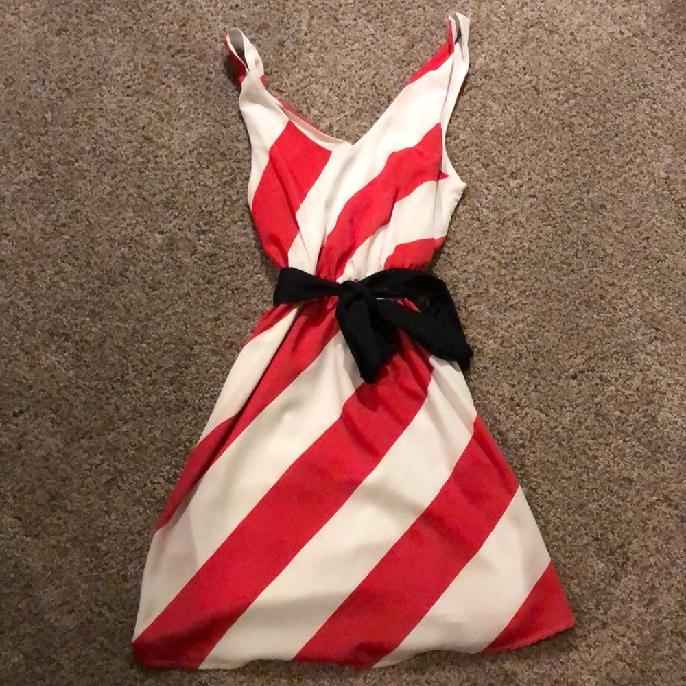 Red and white striped dress